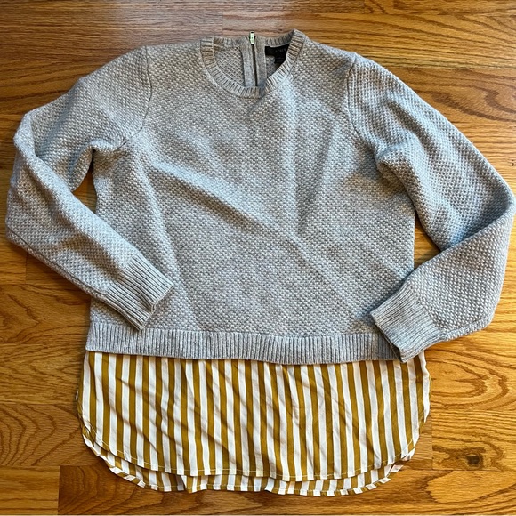 J. Crew 100% gray wool sweater with 100% silk shirttail size medium - Picture 2 of 5